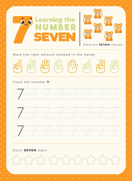 Free Vector number 7 worksheet template