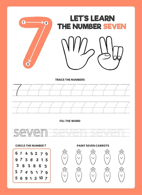 Number 7 worksheet template