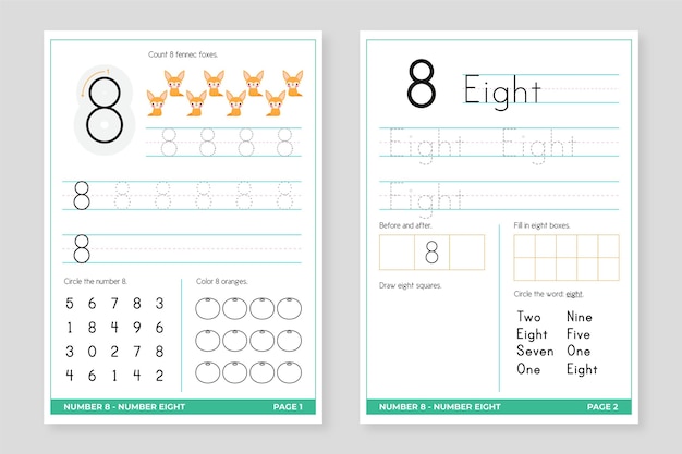 Number 8 worksheet template