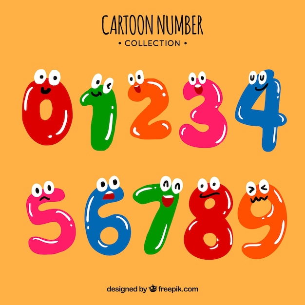 Free Vector number collection with eyes