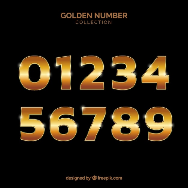 Number collection with golden style