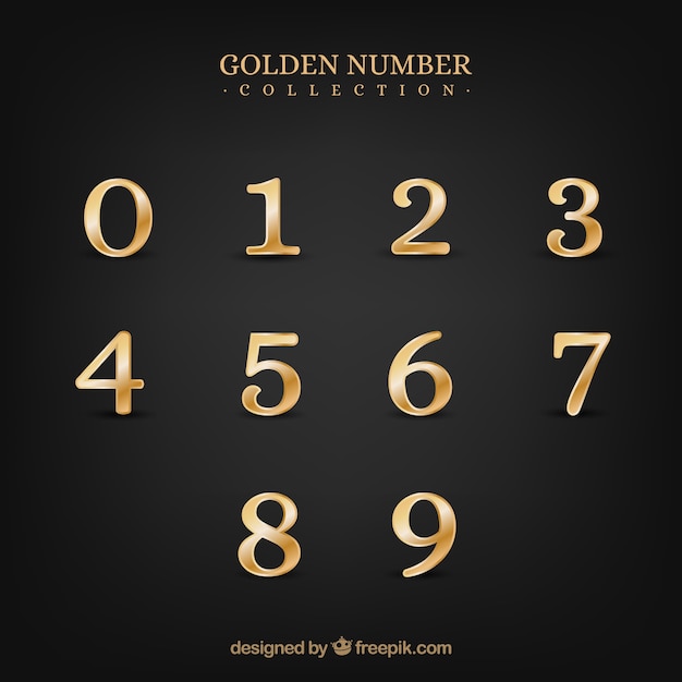 Number collection with golden style