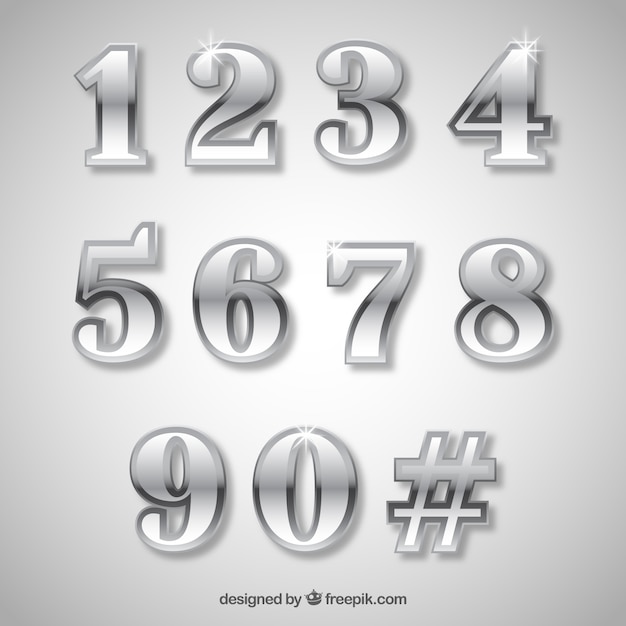 Number collection with silver style