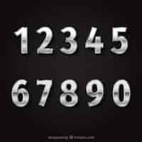 Free vector number collection with silver style