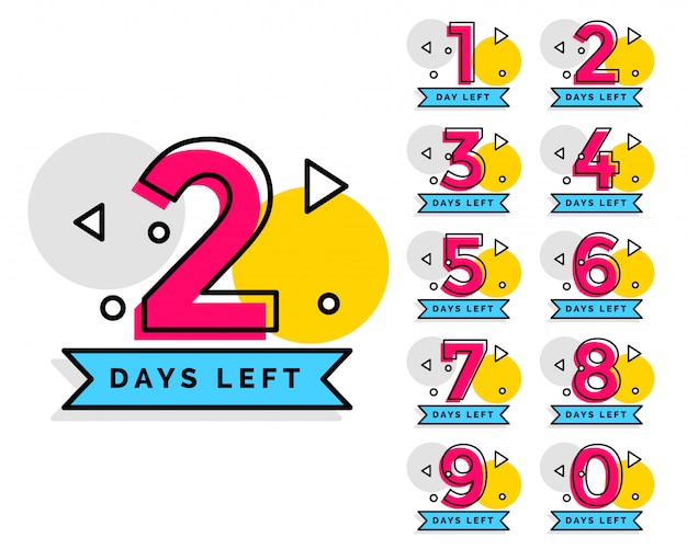 Free Vector number of days left badge for sale or promotion