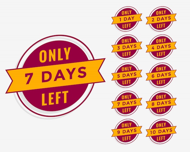 Free Vector number of days left countdown for sale or promotion banner