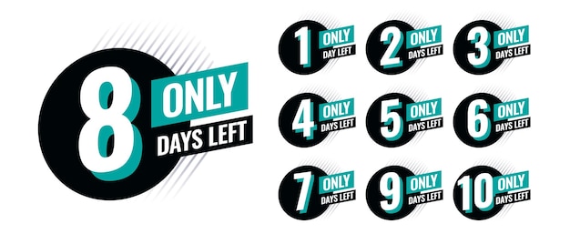 Free vector number days left countdown tag template for marketing vector