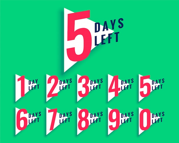 Free Vector number of days left countdown template in triangle style