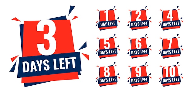 Free Vector number of days left countdown timer banner in flat style