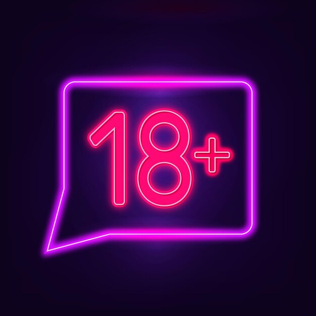 Number eighteen plus in neon style sign