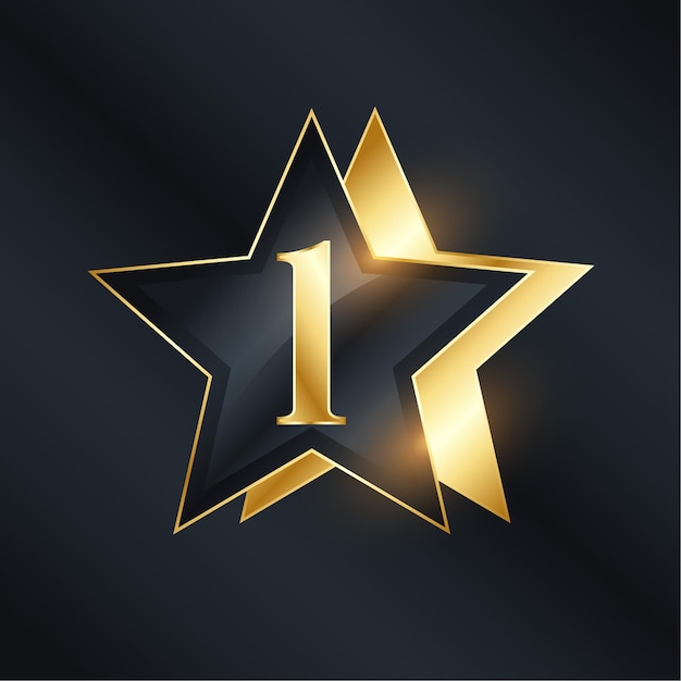 Number one star label in golden color