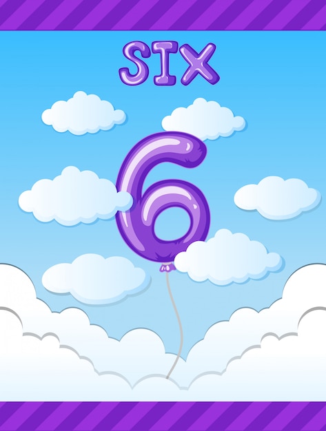 Free vector number six balloon on sky