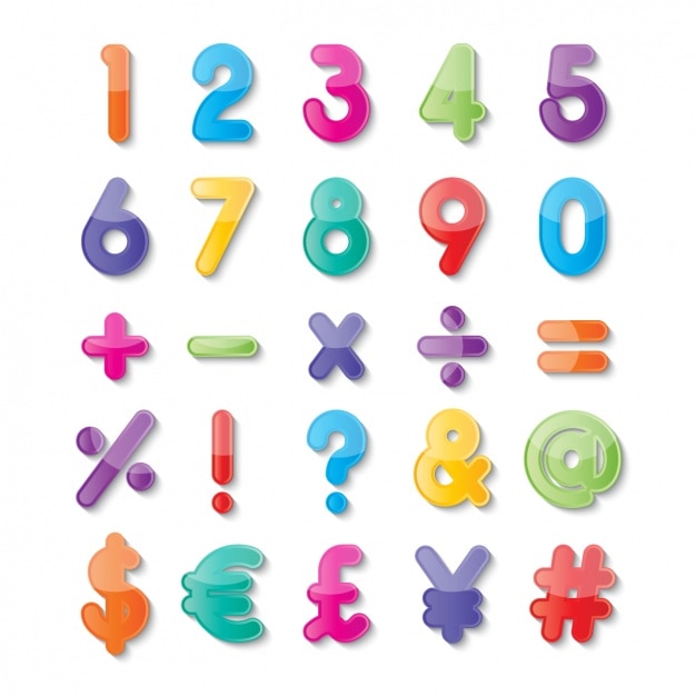 Free Vector numbers and symbols of colors