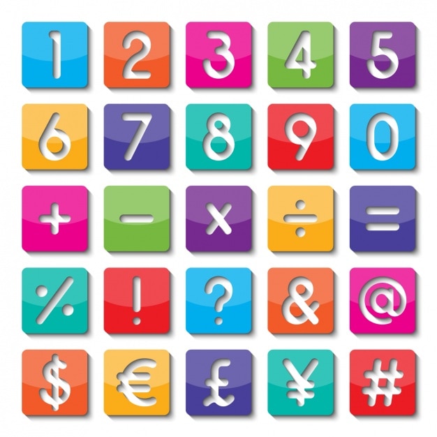 Free Vector numbers and symbols of colors