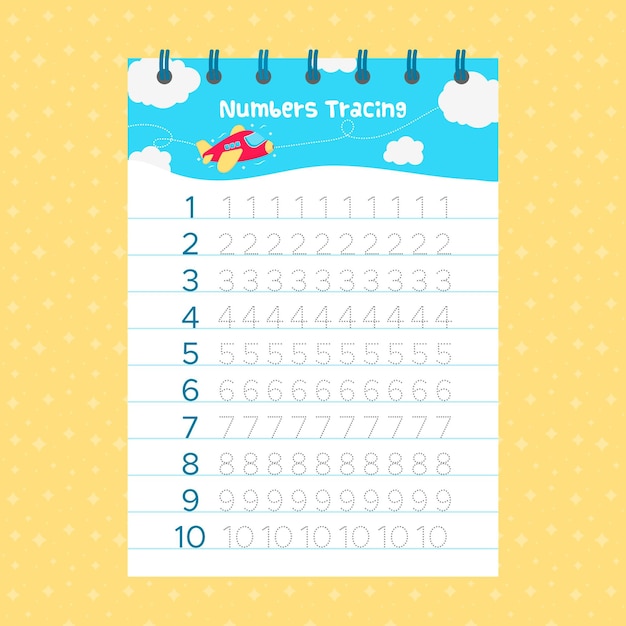 Numbers tracing template