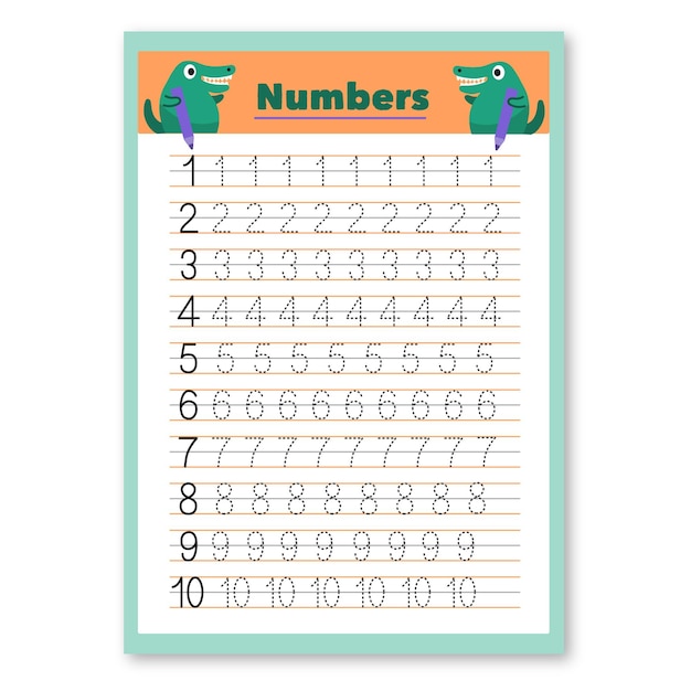 Free Vector numbers tracing template