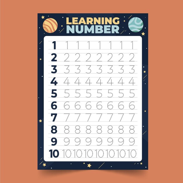 Numbers tracing template