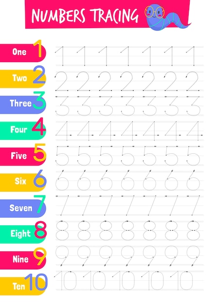 Free Vector numbers tracing template