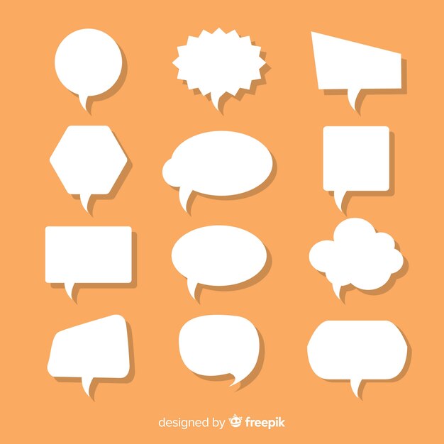 Numerous flat paper style speech bubbles