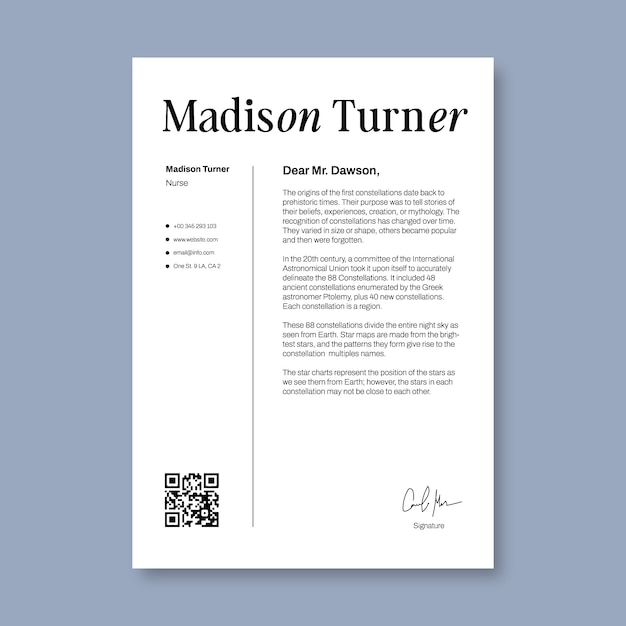 Nurse cover letter template design