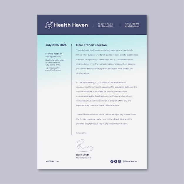 Nurse cover letter template design