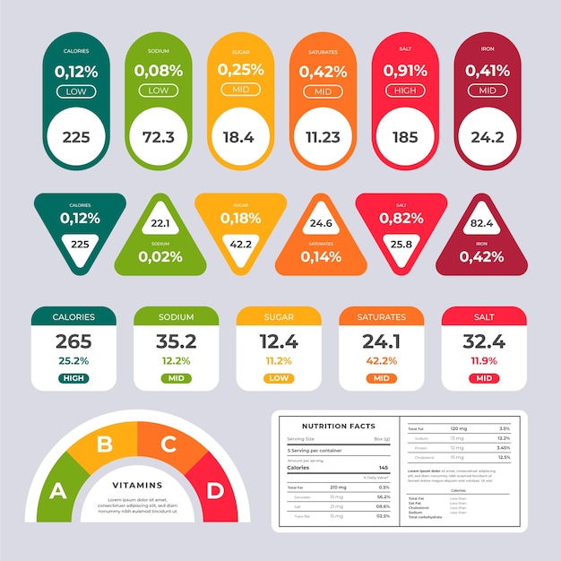 Free Vector nutrition label collection design