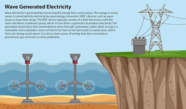 Free Vector ocean power generation with underwater turbines