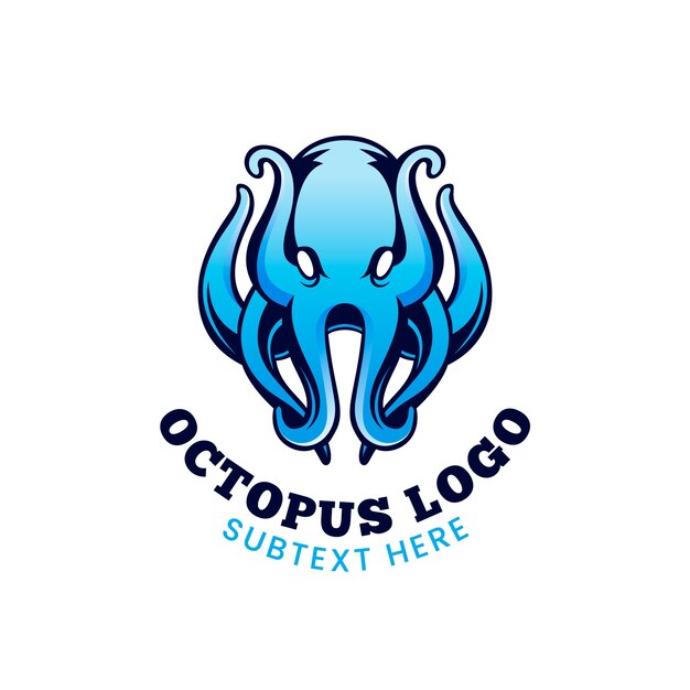 Octopus business logo in blue shades