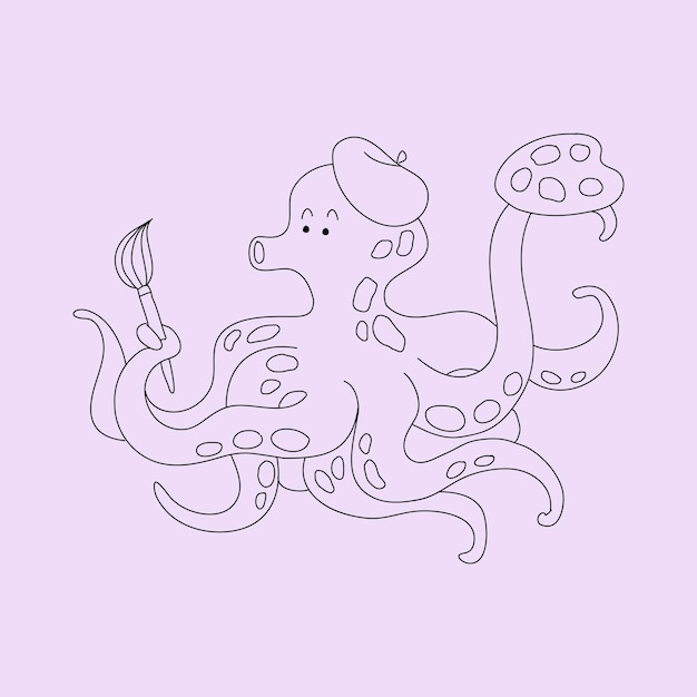 Free vector octopus cute animal illustration for kids coloring vector