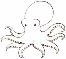 Free vector octopus in doodle simple style on white background