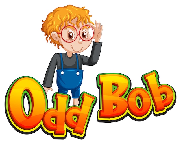 Free Vector odd bob logo text design with nerdy boy