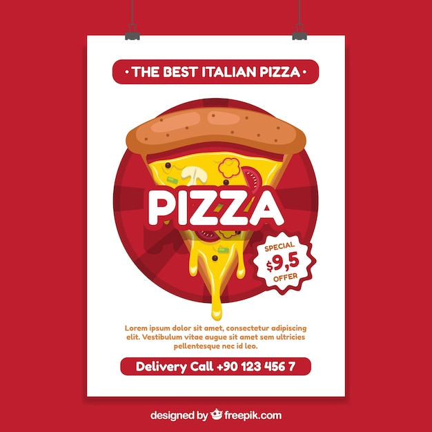 Free Vector offer poster with pizza