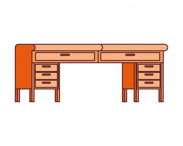 Office desk in wooden 