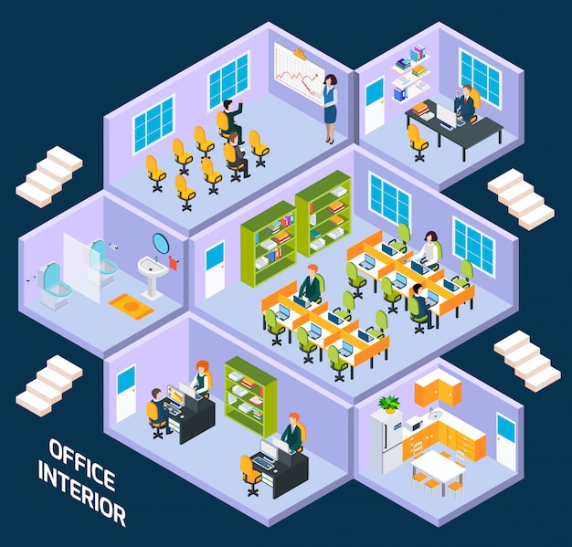 Office isometric interior