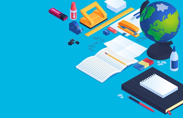 Office and school stationery background