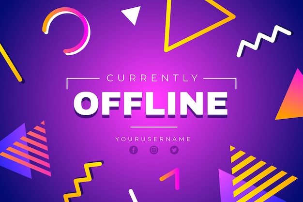 Free vector offline twitch banner memphis style