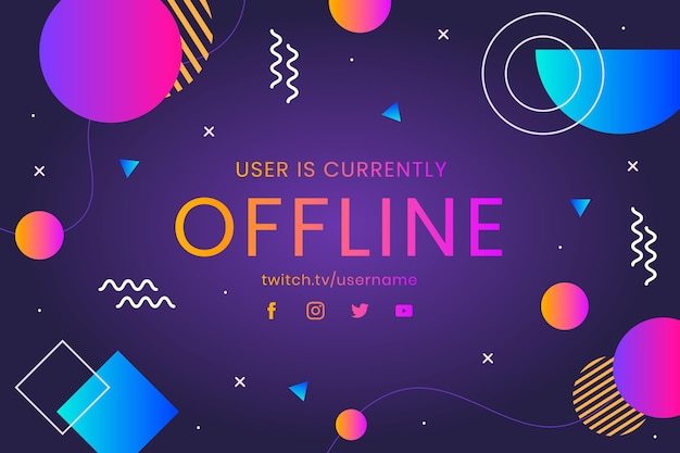 Offline twitch banner in memphis style