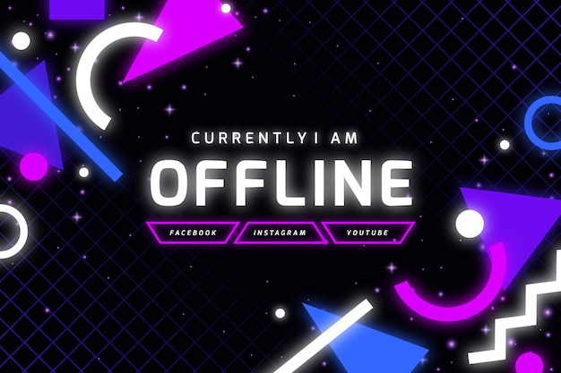 Free Vector offline twitch banner in memphis style