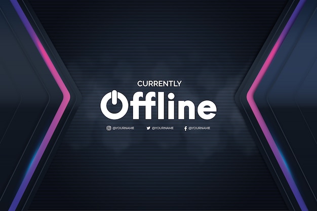 Free Vector offline twitch banner with 3d background