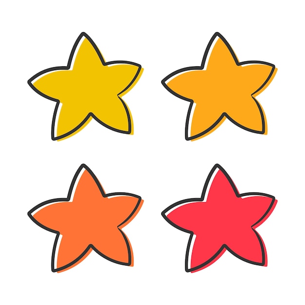 Free Vector offset colours hand drawn star multiple colours