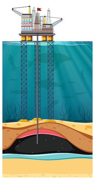 Offshore oil drilling scene