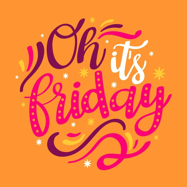 Free Vector oh it's friday lettering