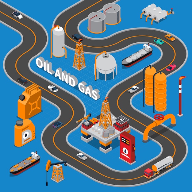 Free vector oil and gas isometric illustration