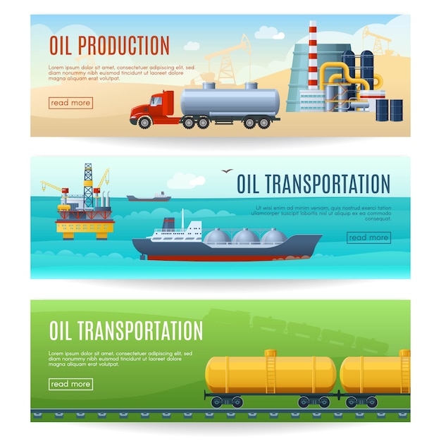 Oil Industry Banners Set