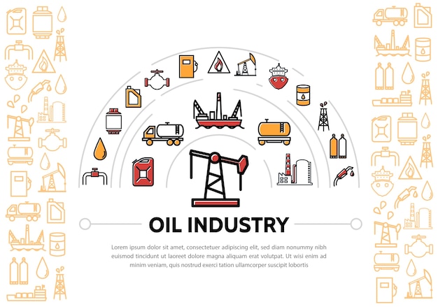 Free vector oil industry composition with icons