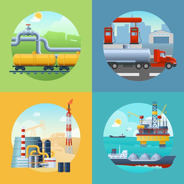 Free vector oil industry composition