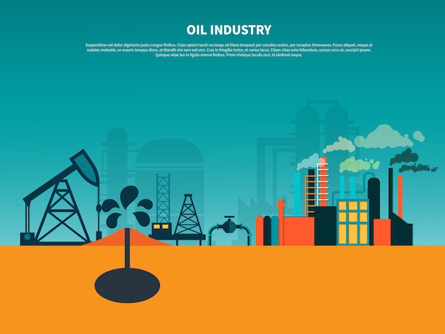 Free Vector oil industry flat banner