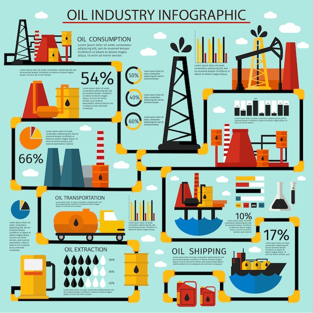 Free vector oil industry infographic set