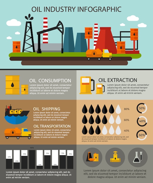 Free vector oil industry infographic