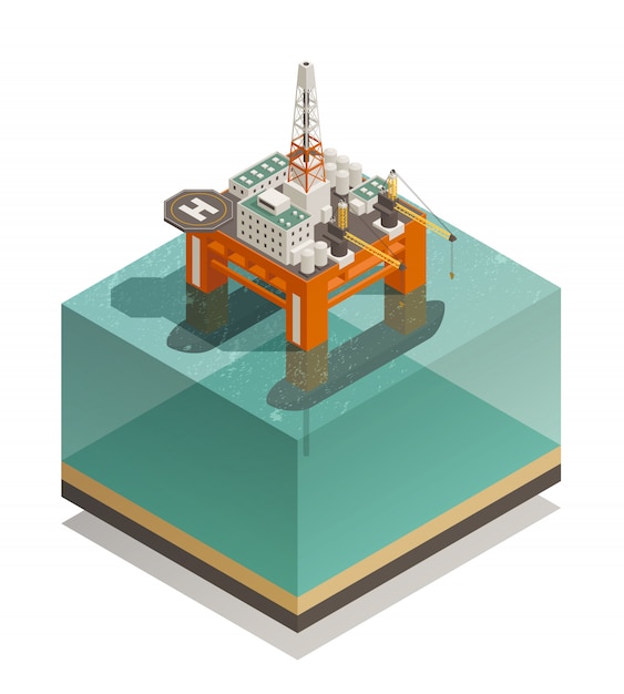 Free vector oil production industry isometric composition